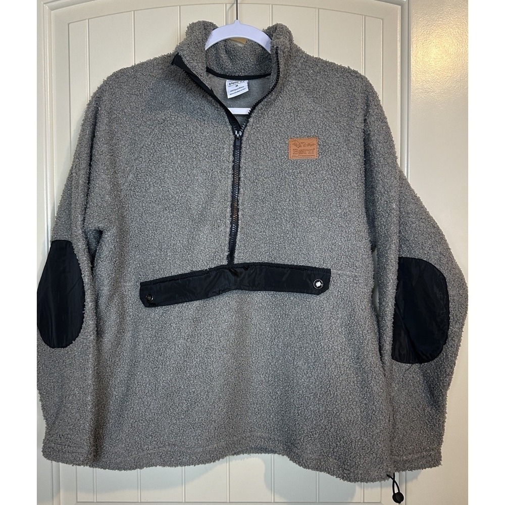 Women's Born Outdoor Sherpaβ Pullover Jacket Elbow Patches snap pocket sz M GUC